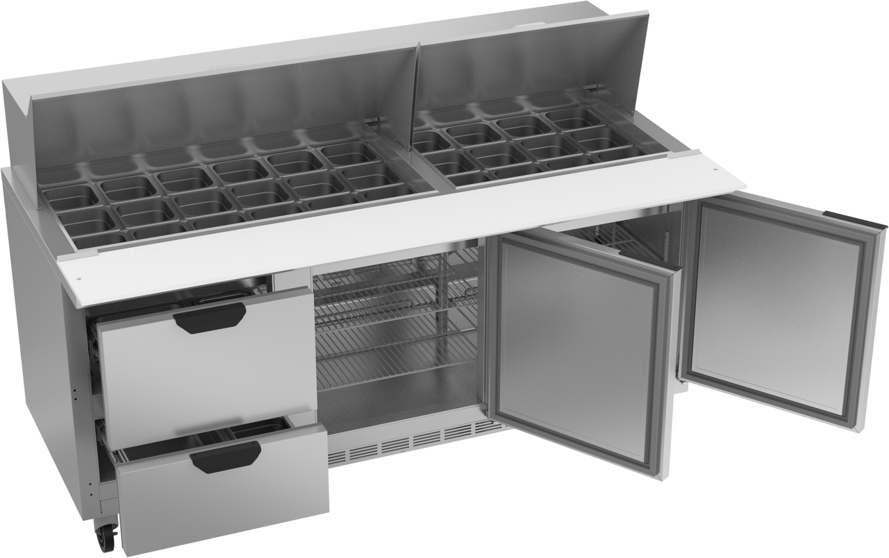 SPED72HC-30M-2 | 72" Sandwich Prep Table Two Drawers Two Doors Mega Top