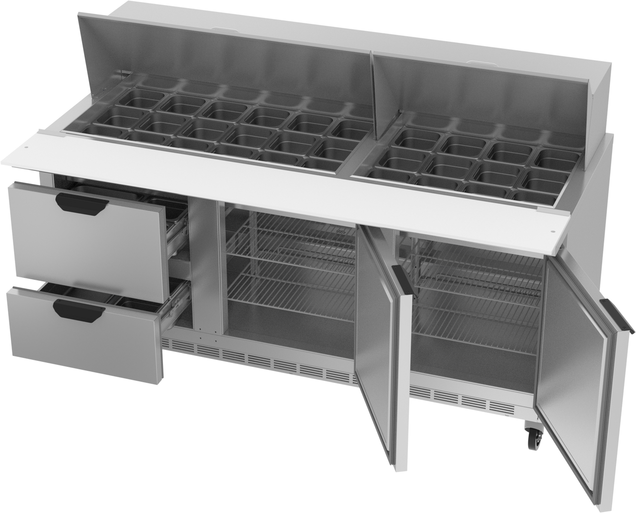 SPED72HC-30M-2 | 72" Sandwich Prep Table Two Drawers Two Doors Mega Top