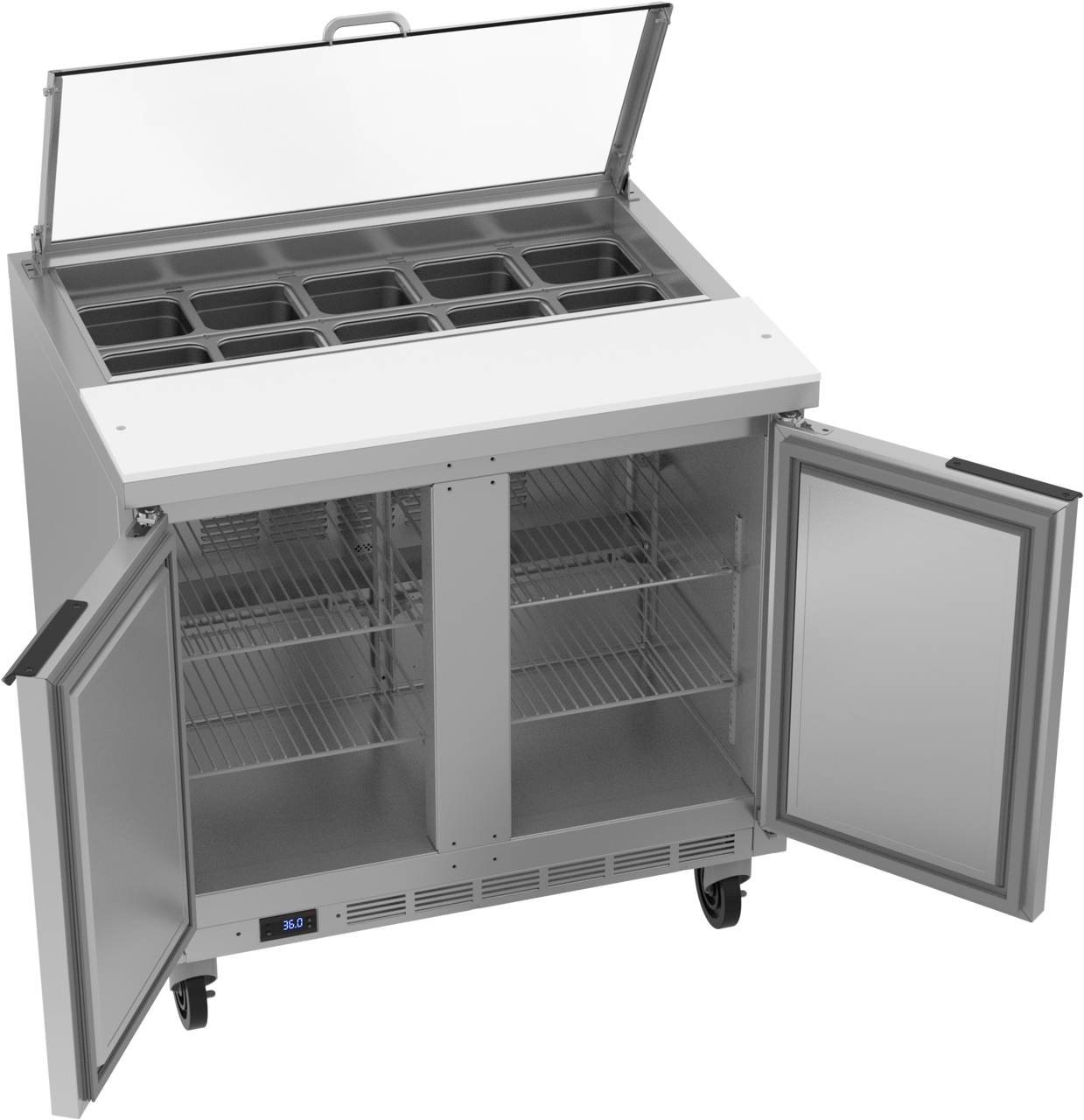 SPE36HC-10-CL | 36" Sandwich Prep Table Two Door with Clear Lid