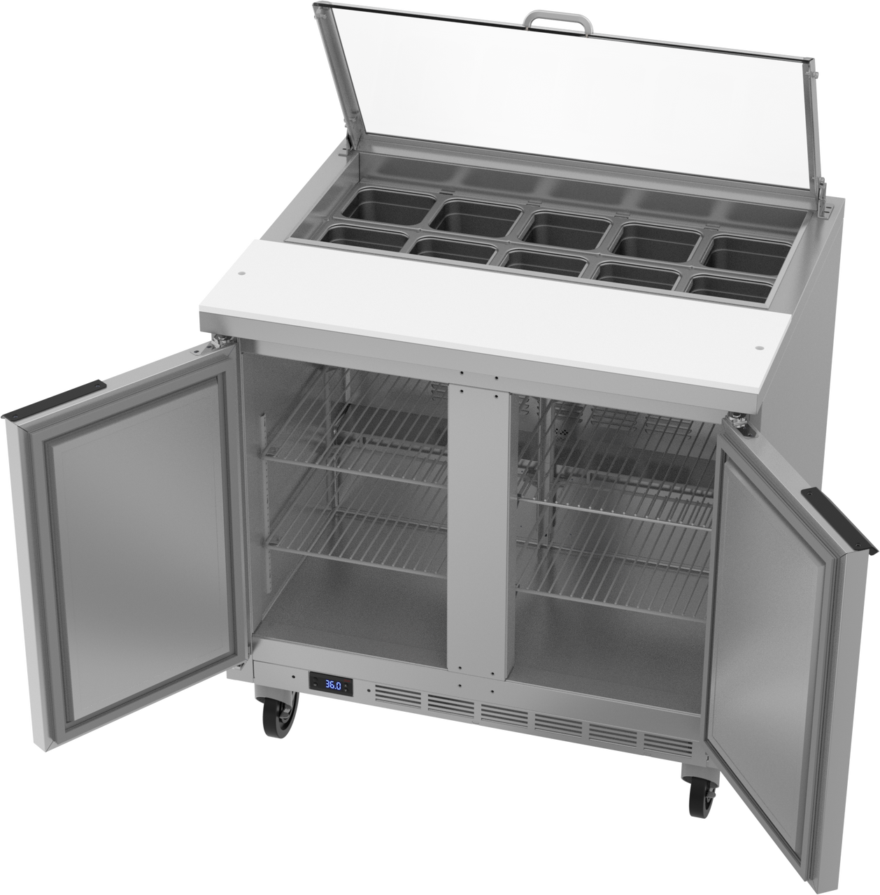 SPE36HC-10-CL | 36" Sandwich Prep Table Two Door with Clear Lid