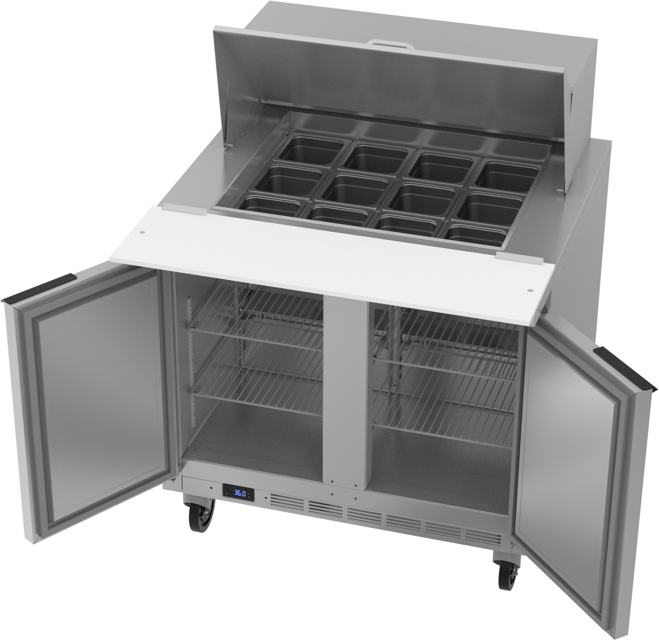 SPE36HC-12M | 36" Sandwich Prep Table Two Door Mega Top