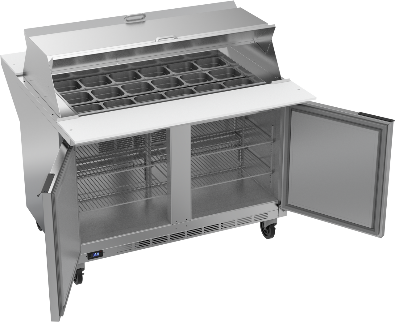 SPE48HC-18M-DS | 48" Sandwich Prep Table Two Door Mega Top with Dual-Sides