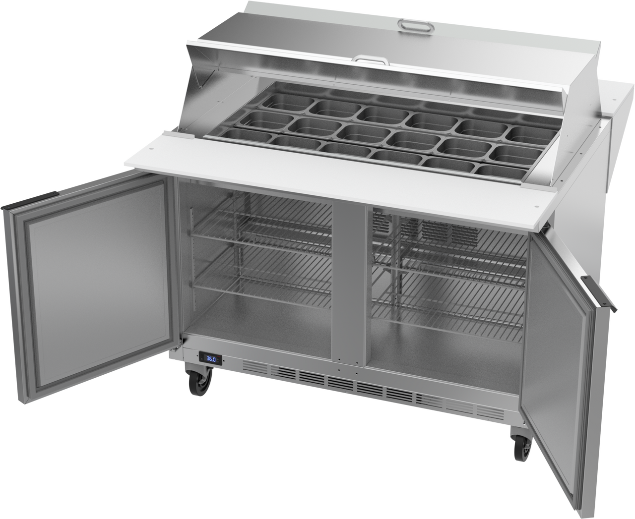 SPE48HC-18M-DS | 48" Sandwich Prep Table Two Door Mega Top with Dual-Sides