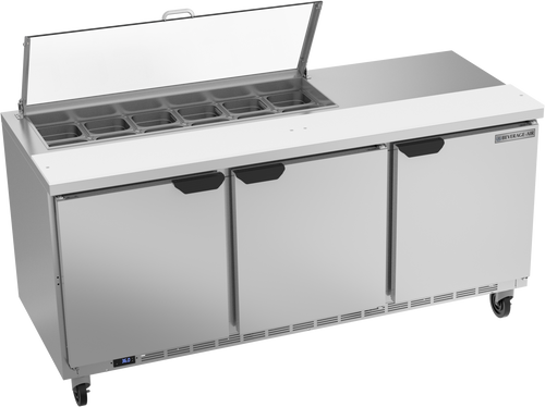 SPE72HC-12-CL | 72" Sandwich Prep Table Three Door with Clear Lid