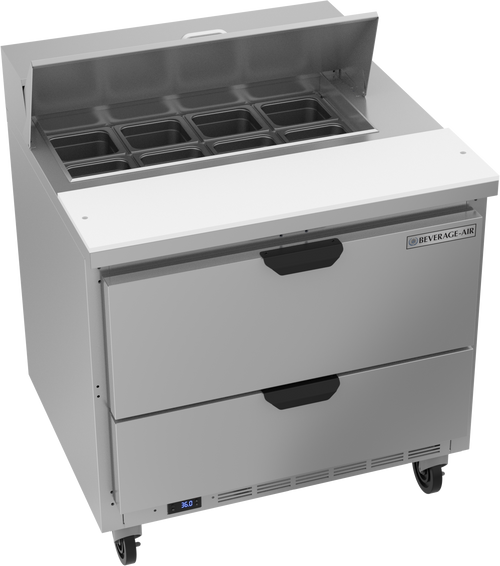 SPED36HC-08-2 | 36" Sandwich Prep Table Two Drawers Standard Top