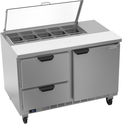 SPED48HC-10-2-CL | 48" Sandwich Prep Table Two Drawers One Door with Clear Lid