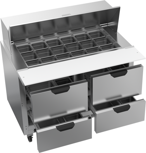 SPED48HC-18M-4 | 48" Sandwich Prep Table Four Drawers Mega Top