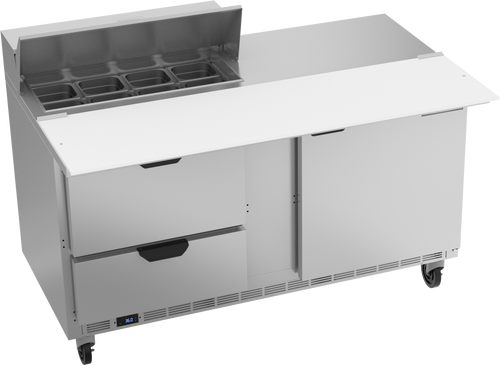 SPED60HC-08C-2 | 60" Sandwich Prep Table Two Drawers One Door with 17" Cutting Board