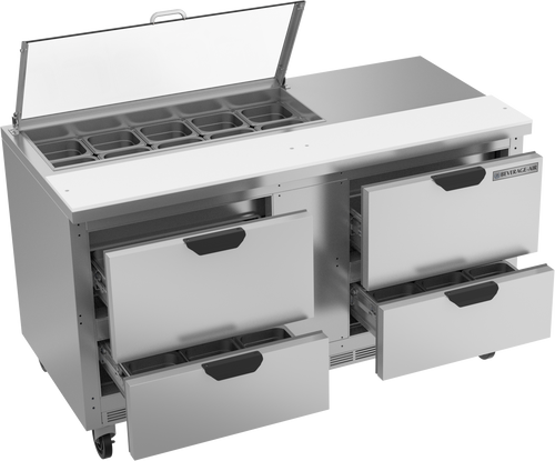 SPED60HC-10-4-CL | 60" Sandwich Prep Table Four Drawers with Clear Lid