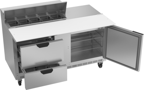 SPED60HC-10C-2 | 60" Sandwich Prep Table Two Drawers One Door with 17" Cutting Board