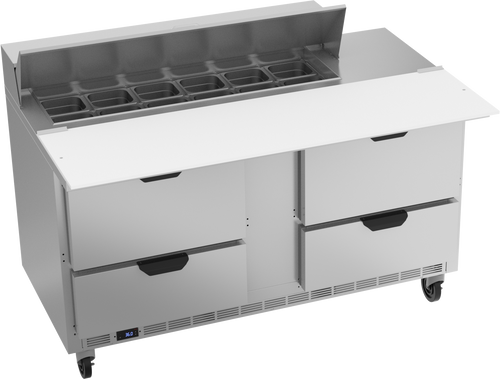 SPED60HC-12C-4 | 60" Sandwich Prep Table Four Drawers with 17" Cutting Board