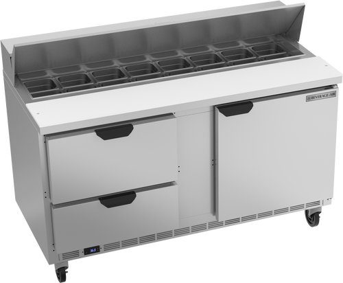 SPED60HC-16-2 | 60" Sandwich Prep Table Two Drawers One Door Standard Top