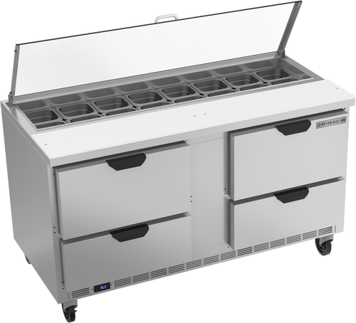 SPED60HC-16-4-CL | 60" Sandwich Prep Table Four Drawers with Clear Lid
