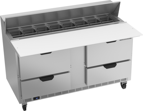 SPED60HC-16C-4 | 60" Sandwich Prep Table Four Drawers with 17" Cutting Board