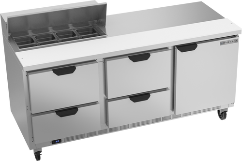 SPED72HC-08-4 | 72" Sandwich Prep Table Four Drawers One Door Standard Top