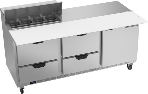 SPED72HC-08C-4 | 72" Sandwich Prep Table Four Drawers One Door with 17" Cutting Board