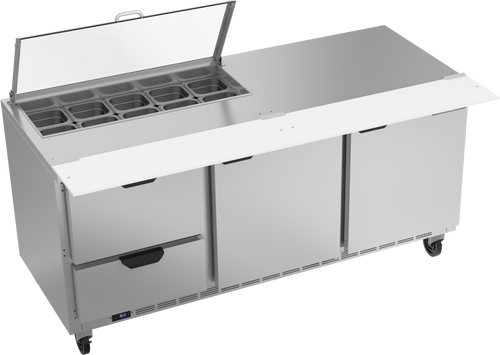 SPED72HC-10-2-CL | 72" Sandwich Prep Table Two Drawers Two Doors with Clear Lid