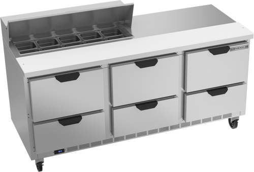 SPED72HC-10-6 | 72" Sandwich Prep Table Six Drawers Standard Top