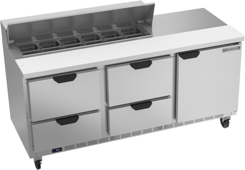 SPED72HC-12-4 | 72" Sandwich Prep Table Four Drawers One Door Standard Top