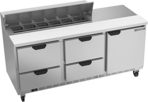 SPED72HC-12-4 | 72" Sandwich Prep Table Four Drawers One Door Standard Top