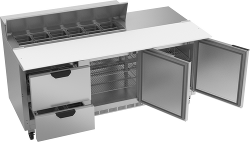 SPED72HC-12C-2 | 72" Sandwich Prep Table Two Drawers Two Doors with 17" Cutting Board
