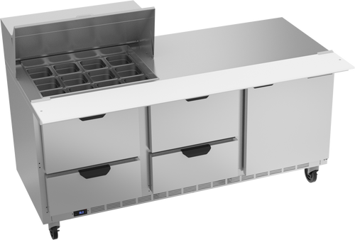 SPED72HC-12M-4 | 72" Sandwich Prep Table Four Drawers One Door Mega Top