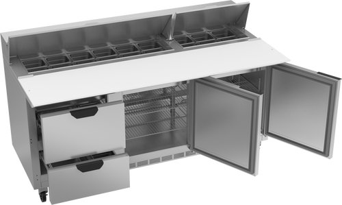 SPED72HC-18C-2 | 72" Sandwich Prep Table Two Drawers Two Doors with 17" Cutting Board