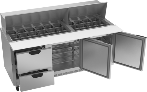 SPED72HC-30M-2 | 72" Sandwich Prep Table Two Drawers Two Doors Mega Top