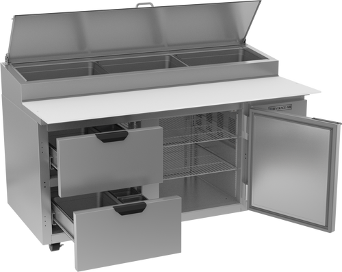 DPD67HC-2 | 67" Two Drawer One Door Pizza Prep Table