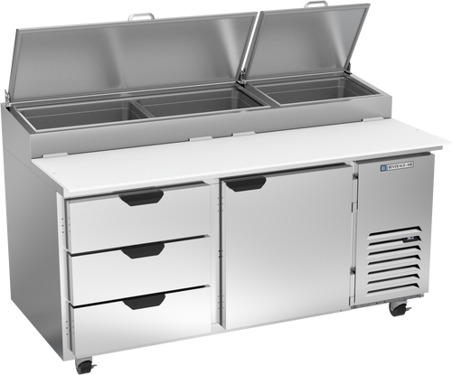 DPD67HC-3 | 67" Three Drawer One Door Pizza Prep Table