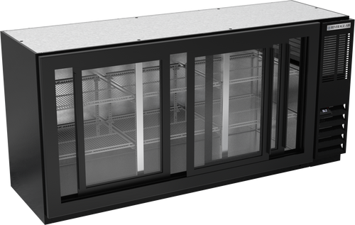 BB72HC-1-F-GS-B | 72" Sliding Glass Doors Food Rated Back Bar in Black