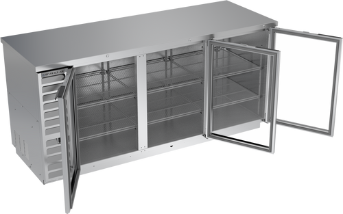 BB78HC-1-FG-S | 78" Glass Doors Food Rated Back Bar in Stainless Steel