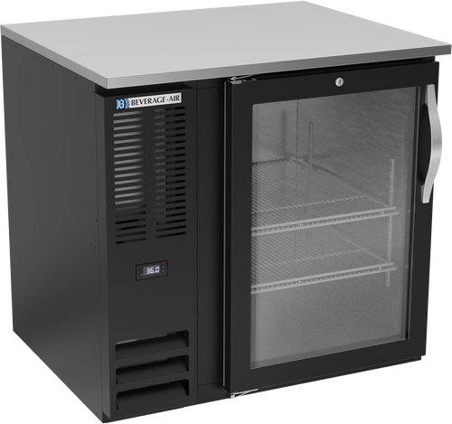 BB36HC-FG-B | 36" Glass Door Food Rated Back Bar in Black
