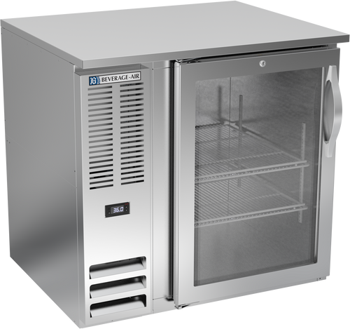 BB36HC-G-S | 36" Glass Door Back Bar in Stainless Steel