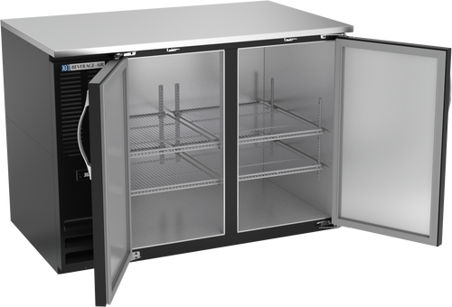 BB48HC-F-B | 48" Solid Doors Food Rated Back Bar in Black