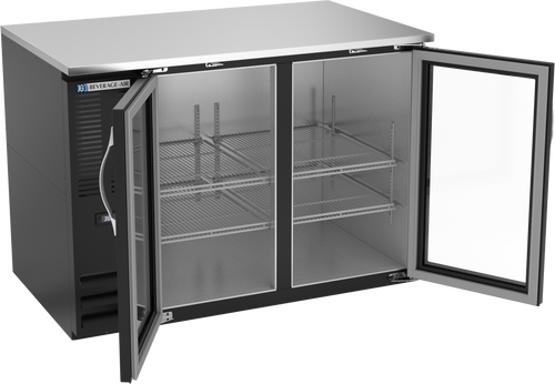 BB48HC-FG-B | 48" Glass Doors Food Rated Back Bar in Black