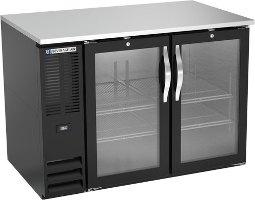 BB48HC-FG-B | 48" Glass Doors Food Rated Back Bar in Black