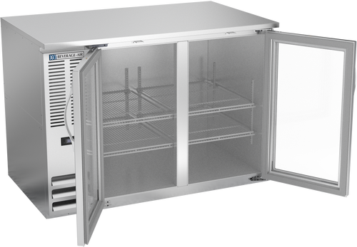 BB48HC-FG-S | 48" Glass Doors Food Rated Back Bar in Stainless Steel