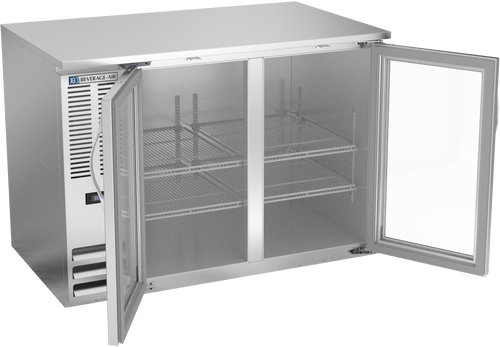 BB48HC-FG-S | 48" Glass Doors Food Rated Back Bar in Stainless Steel