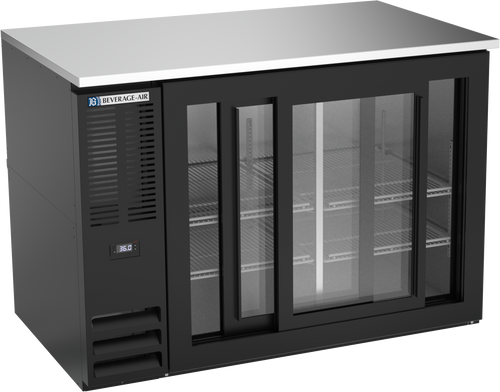 BB48HC-F-GS-B | 48" Sliding Glass Doors Food Rated Back Bar in Black