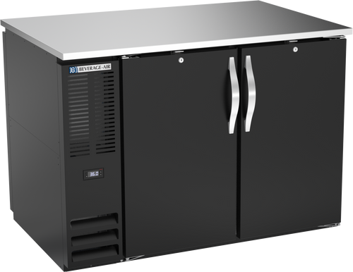 BB48HC-F-PT-B | 48" Solid Doors Food Rated Pass-thru Back Bar in Black