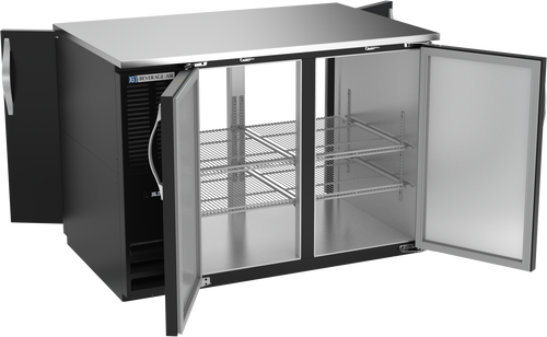 BB48HC-F-PT-B | 48" Solid Doors Food Rated Pass-thru Back Bar in Black