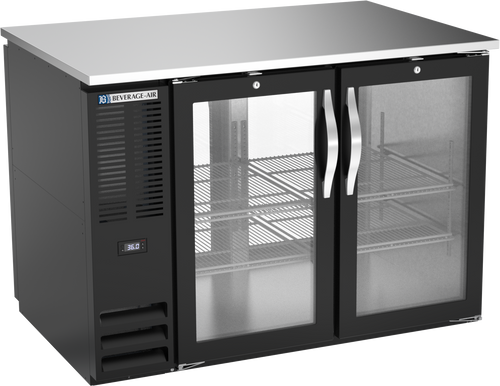 BB48HC-G-PT-B | 48" Glass Doors Pass-thru Back Bar in Black