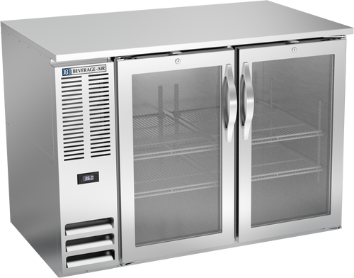 BB48HC-G-S | 48" Glass Doors Back Bar in Stainless Steel
