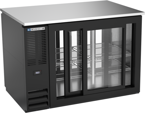 BB48HC-GS-F-PT-B | 48" Sliding Glass Doors Food Rated Pass-thru Back Bar in Black