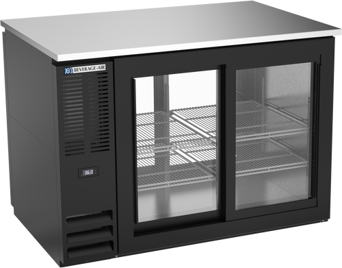 BB48HC-GS-PT-B | 48" Sliding Glass Doors Pass-thru Back Bar in Black