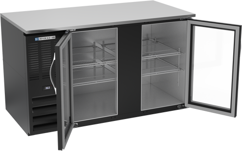 BB58HC-FG-B | 58" Glass Doors Food Rated Back Bar in Black