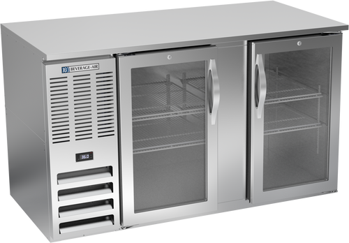 BB58HC-FG-S | 58" Glass Doors Food Rated Back Bar in Stainless Steel