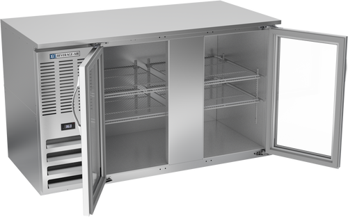 BB58HC-FG-S | 58" Glass Doors Food Rated Back Bar in Stainless Steel