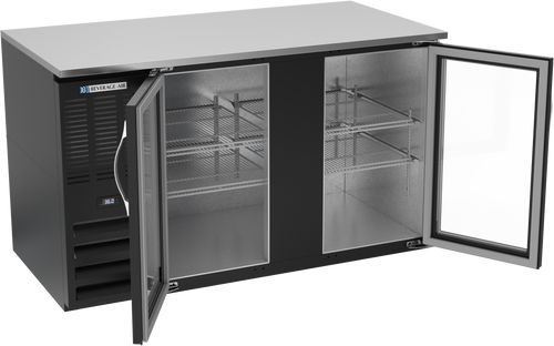 BB58HC-G-B | 58" Glass Doors Back Bar in Black